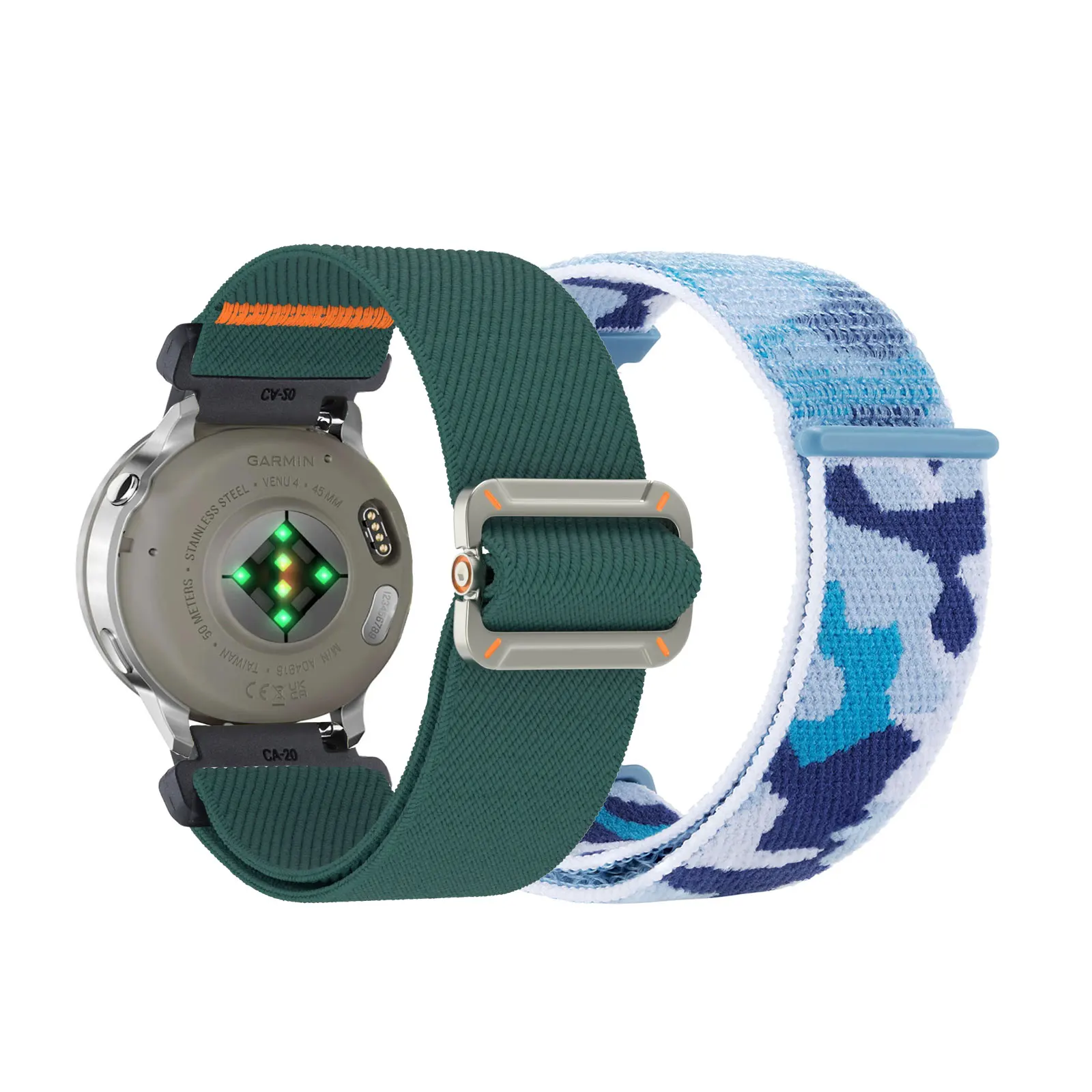 

2pcs Nylon Bands for Garmin Venu 4 45mm 22mm Band, Elastic Nylon Sports Strap