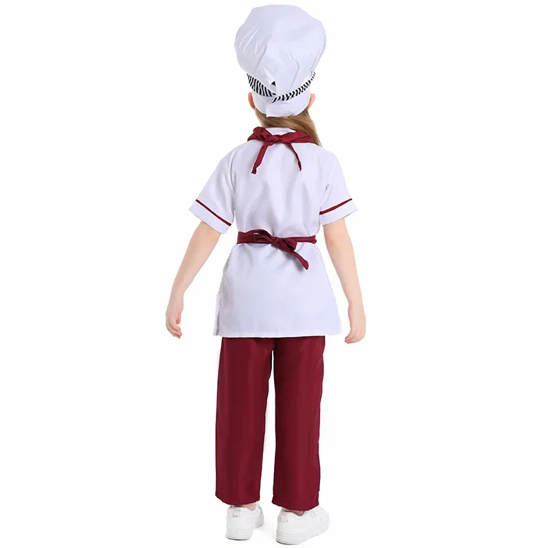 Crianças jaquetas de chef cozinha roleplay uniforme cozinheiro chapéu restaurante cosplay trajes halloween crianças garçom conjuntos roupas