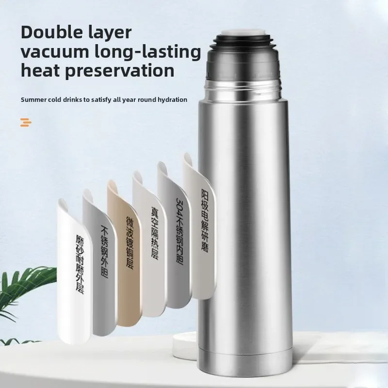 الفولاذ المقاوم للصدأ رصاصة كوب قارورة عازلة مفرغة مكافحة الإفلات المنزلية ذات سعة كبيرة السفر كوب ماء في الهواء الطلق المحمولة غلاية رياضية #1