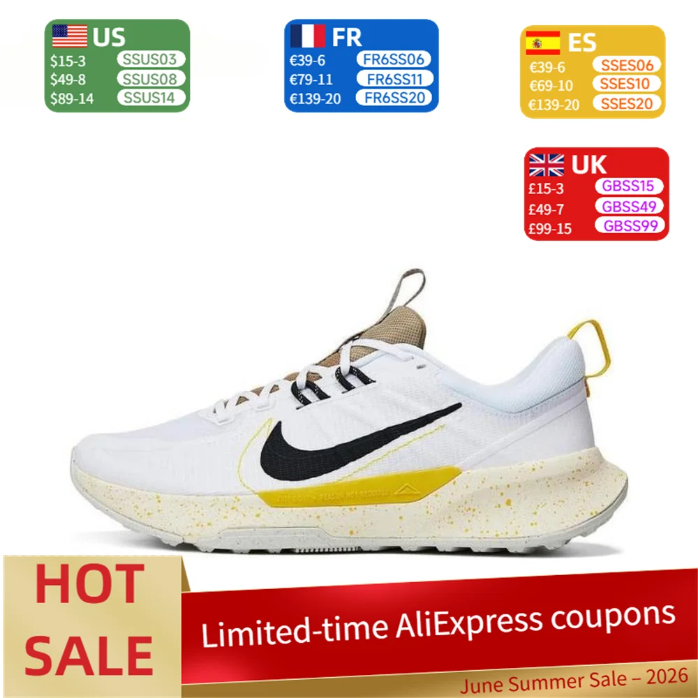 

Nike Juniper Trail 2: Minimalist, Durable, and Breathable Low-Top Trail Running Shoes for Men in White and Yellow DM0822-101