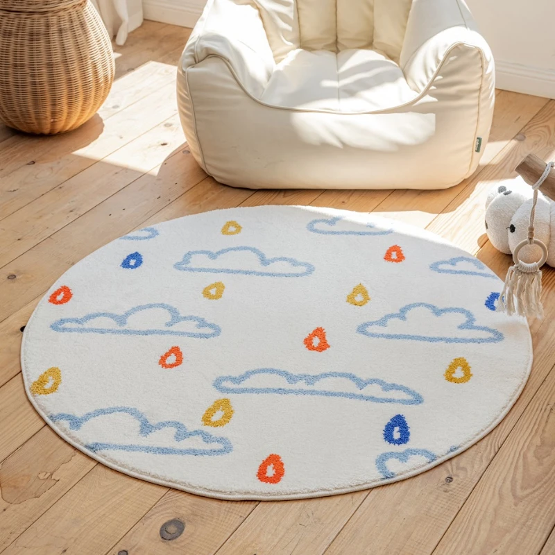 

Modern Style Living Room Decoration Round Carpet Thicken Plush Bedside Mat Cartoon Pattern Rugs for Bedroom Home Fluffy Soft Rug