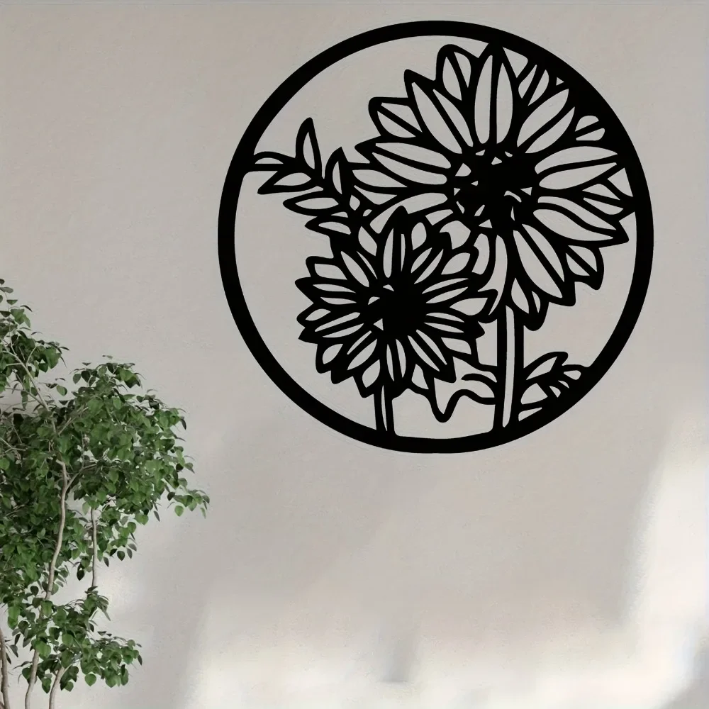CIFBUY Sunflower Iron Wall Art Rustproof Garden Fence Decor Living Room Colorful Outdoor Hanging Ornament Gift 2 Sizes