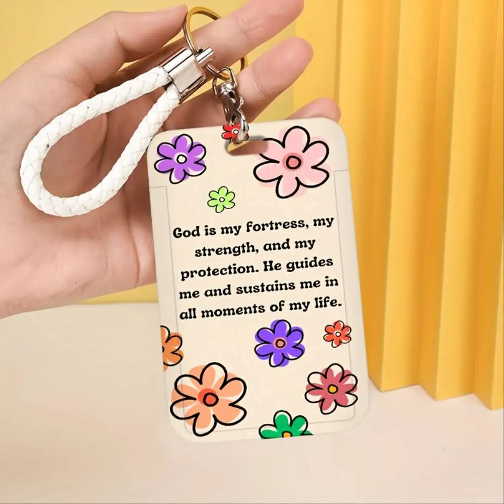 Floral God Quote ID Card Holder Plastic Badge Case For Doctor Nurse Student Staff ID Bank Credit Card Holiday Gift
