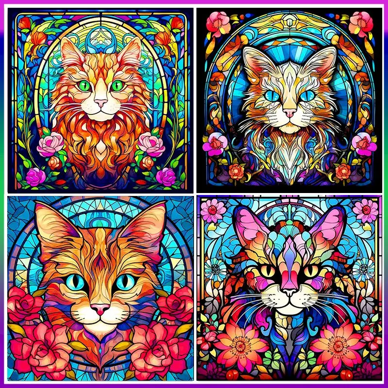 

CHENISTORY 5D Diamond Painting Cat Animal Cross Stitch Diamond Embroidery New Arrival Picture Of Rhinestones Mosaic Home Decor