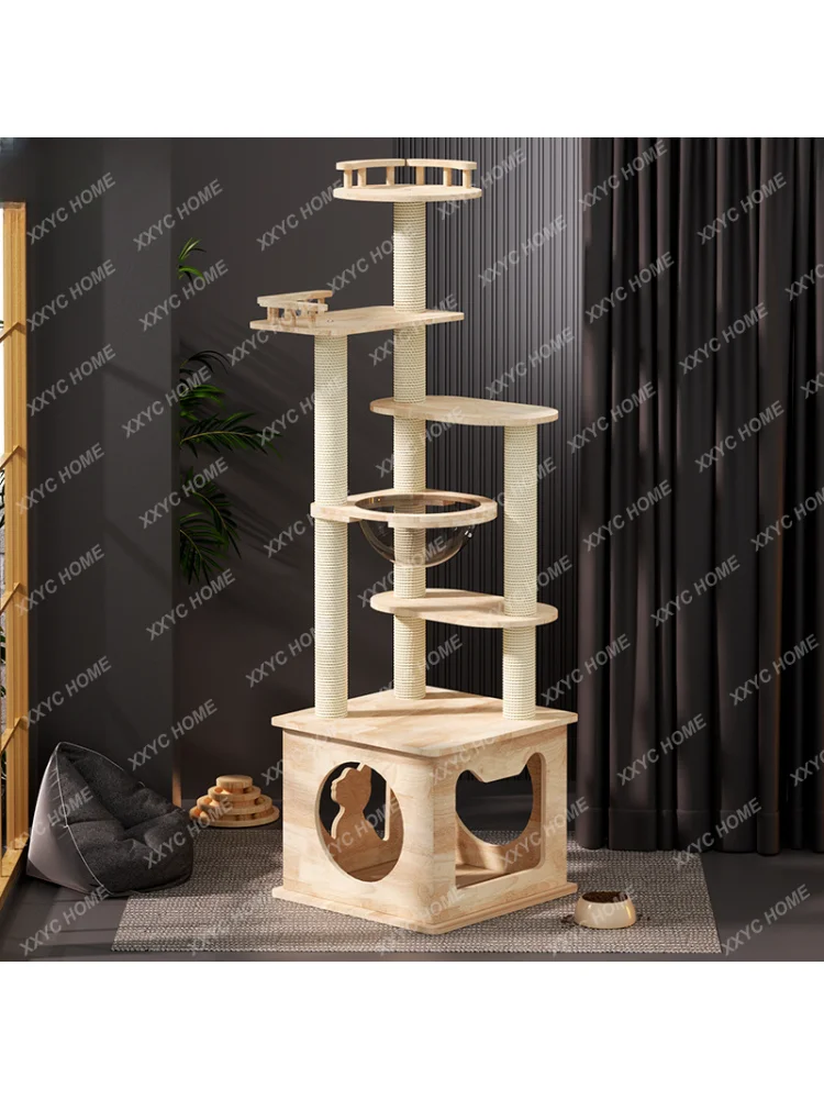 Wooden Cat Climbing Frame Non-Covering Cat Climber Cat Tree Cat Nest Integrated Multifunctional Solid Wood Cat Toy cat house