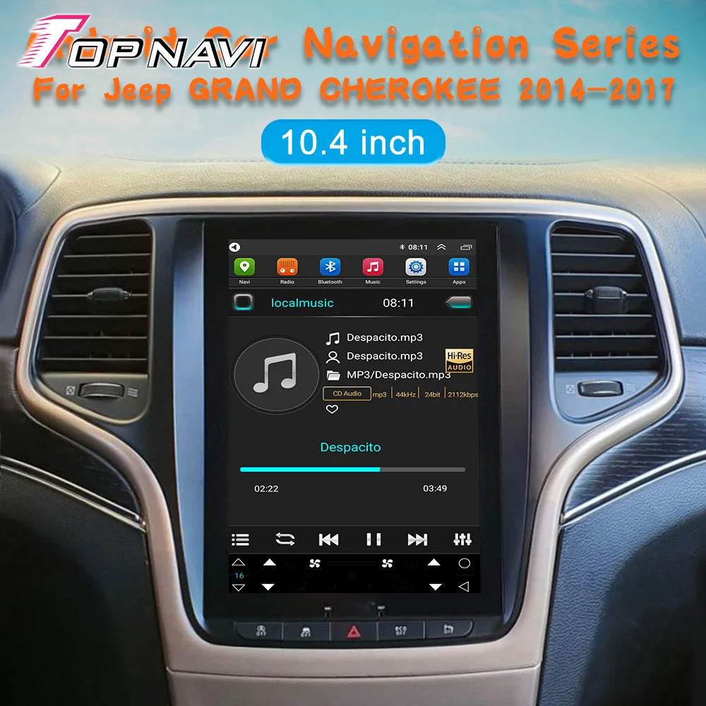 10,4 Zoll vertikale Bildschirm Navigation Radio Auto DVD-Player für Tesla-Stil Jeep Grand Cherokee-Autoradio Auto Video