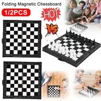 Mini Chess Board Games Folding Magnetic Chessboard Game Portable Plastic Interesting Chess Game Parents Children Interaction Toy