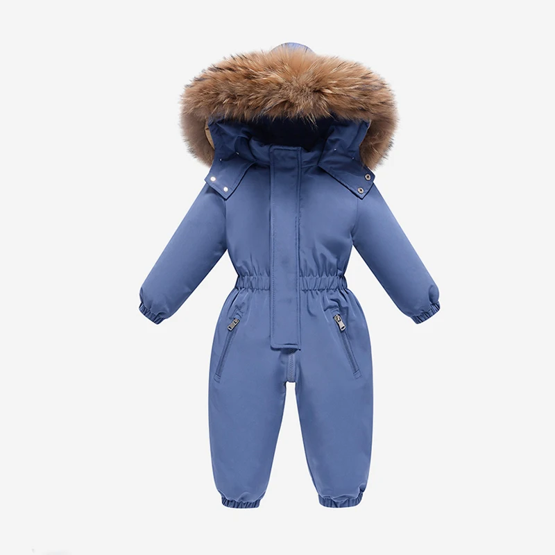 Winter Jumpsuit for Kids Boys Girls Fitted Waist Overalls Children Thick Ski Suit Down Jacket Parkas Baby Snowsuits Outwear