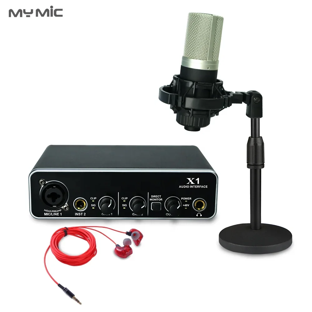 MX 4 Professional sound o interface Kit studio microphone for Podcasting Computer Singing Recording with headphone