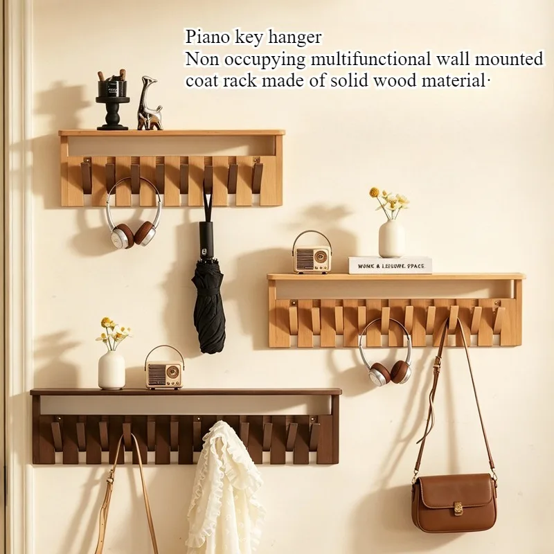 No punching in the entrance, hanger with laminate shelf, wall decorative piano key hook, bedroom, living room coat rack