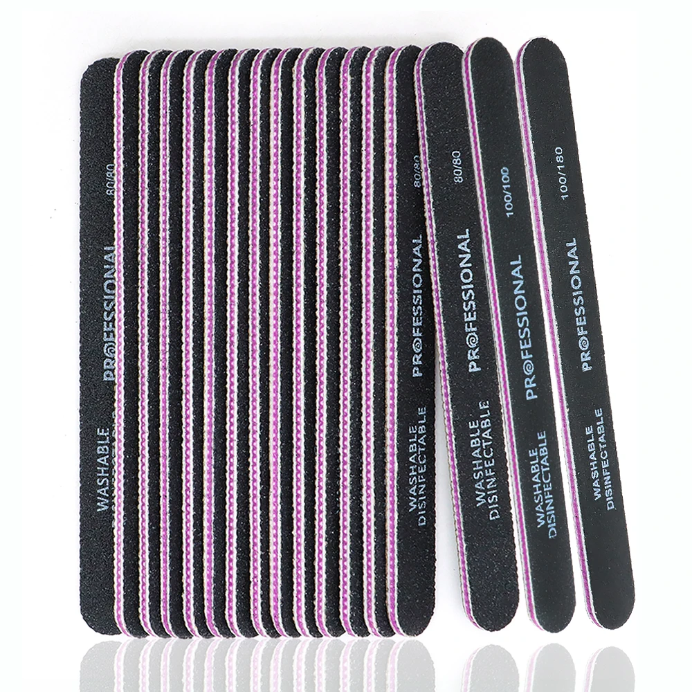 5/10/25pcs Nail Files Double Side Grit Sandpaper Nail Buffer for Thick Acrylic Nails Removing & Nail Shaping Salon Manicure