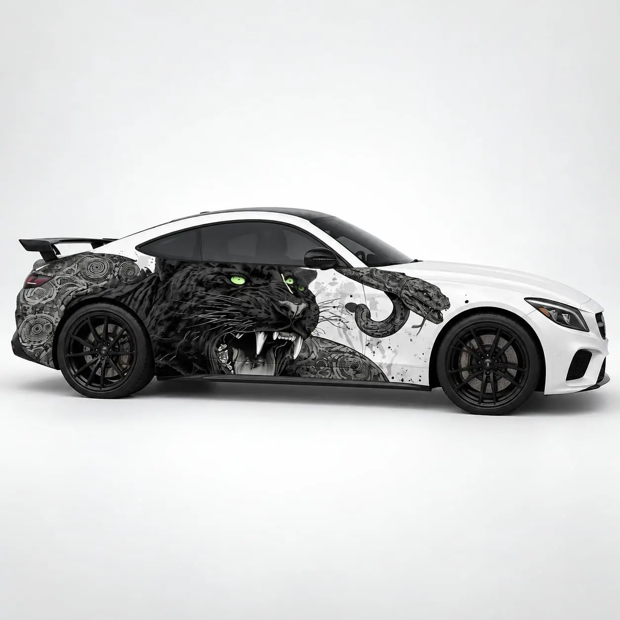 Black Panther & Snake Car Wrap Vinyl Decal, Full Body Side
