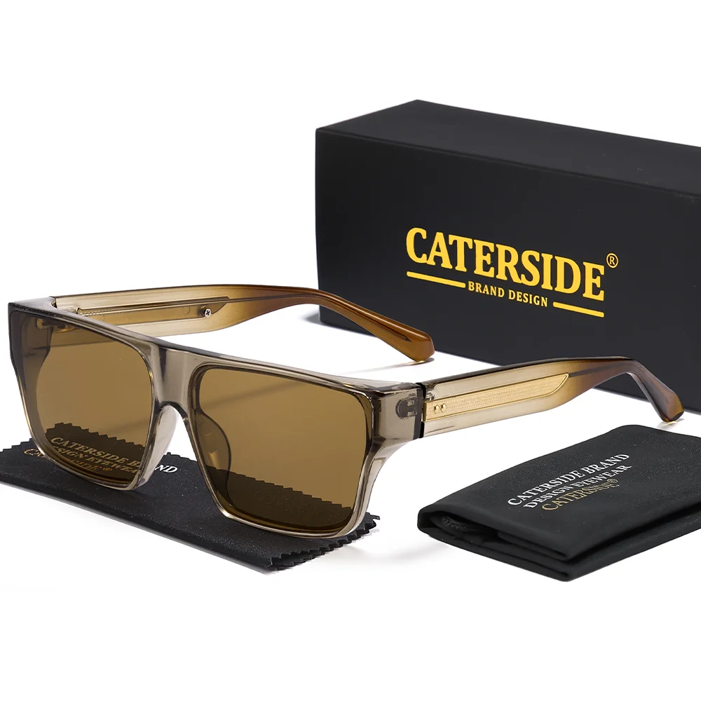 CATERSIDE Men Fashionable Sunglasses Thick Square Frames Personalized Design Outdoors Travel Versatile Essential Glasses UV400