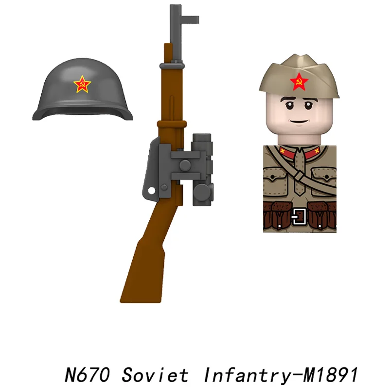 MOC WW2 militaire soviétique armée rouge soldats figurines blocs de construction infanterie PPS pistolets guerrier casques bateau chapeau briques à monter soi-même jouet garçons