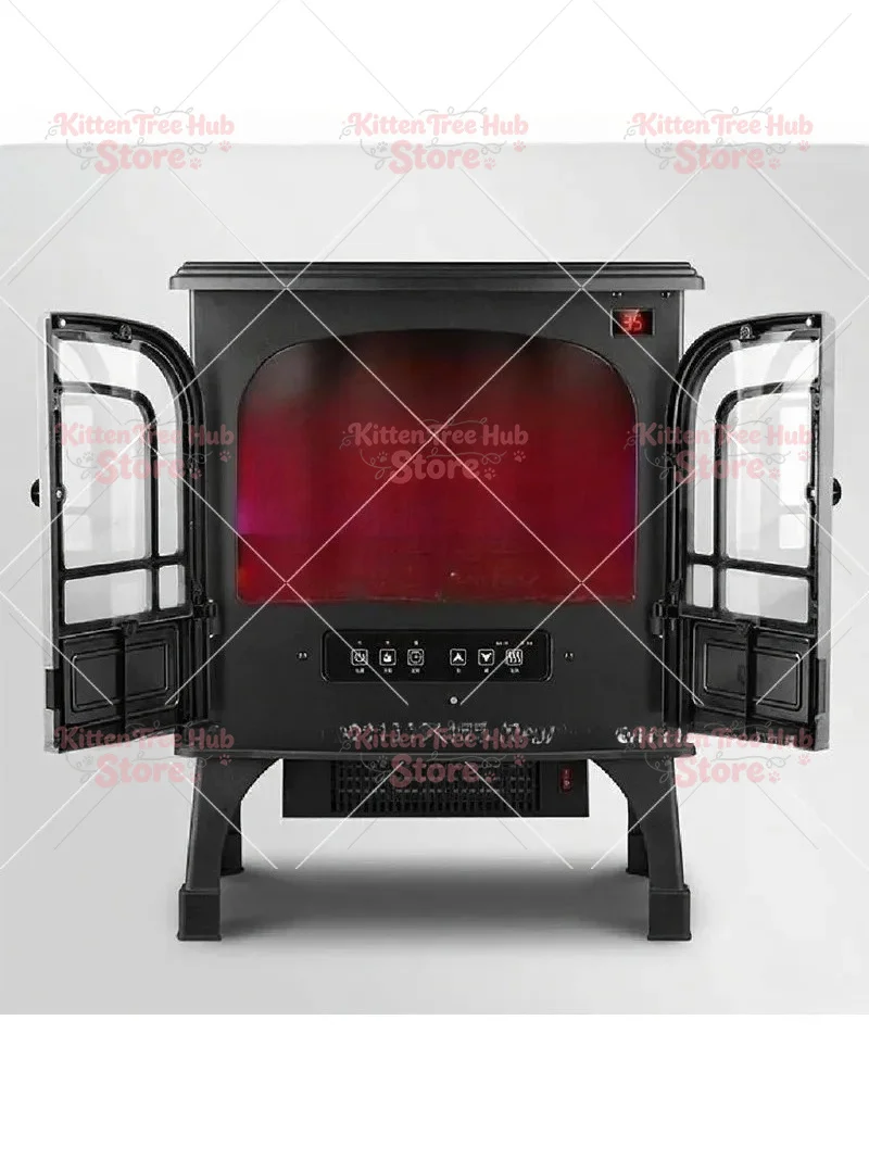 Electric Fireplace Heater 3D Simulation Flame, 1500W Quick Heating Fan for Office Home Use