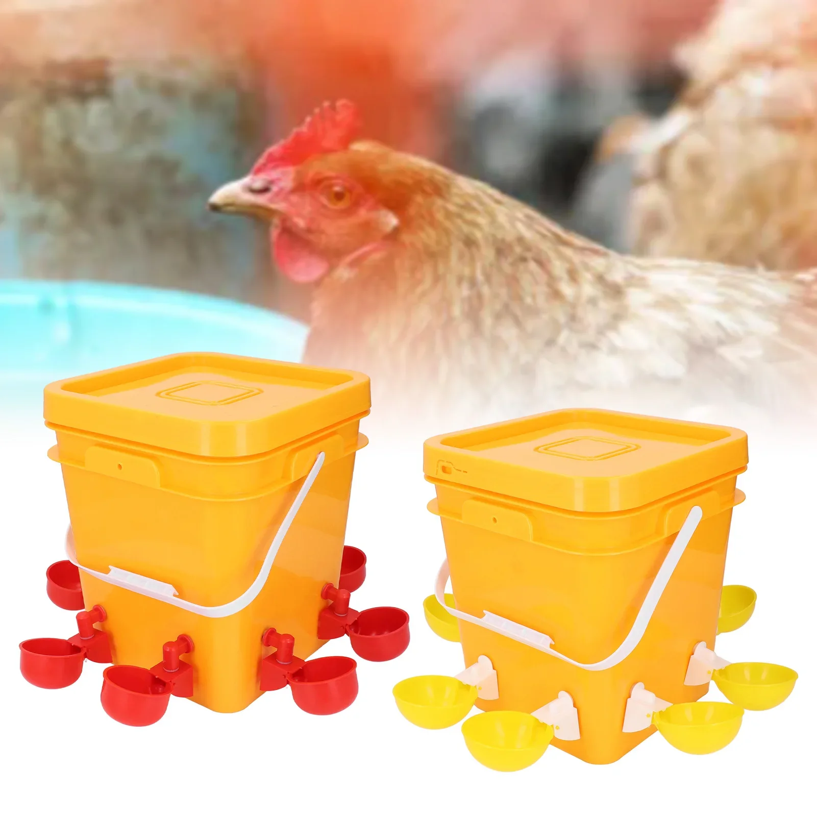 Poultry Waterer Dispenser Automatic Chicken Waterer Set Easy Maintenance Waste Proof Heat Resistant for Bird Duck Goose Turkey