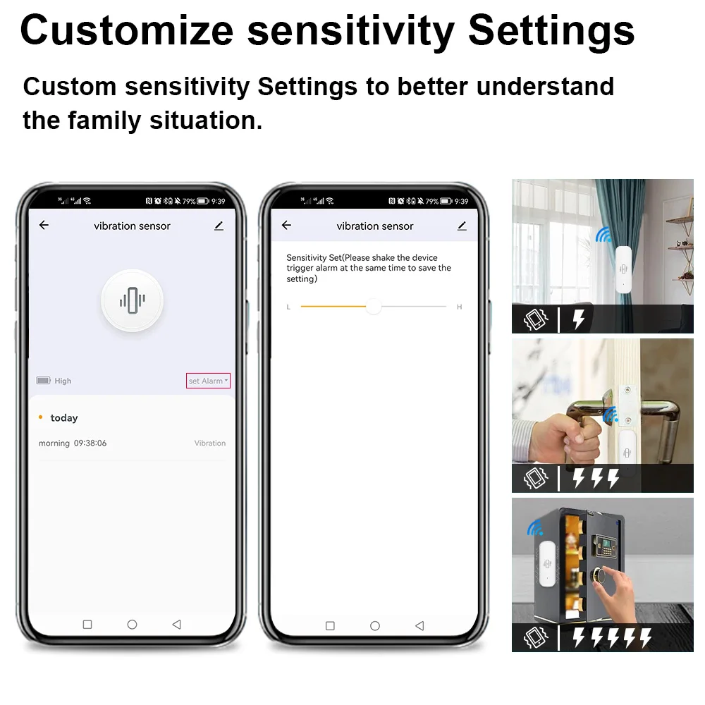 ONENUO Tuya WiFi Smart Vibration Sensor Detection Tuya Smart Life APP notifica in tempo reale Motion Shock Alarm History Record
