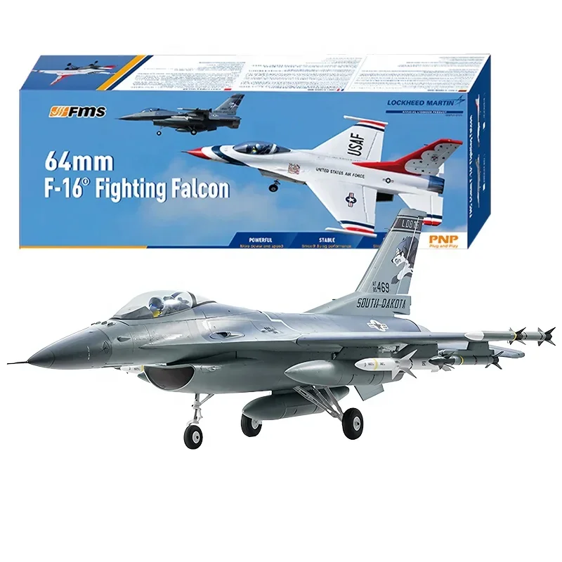 FMS Hobby Model Plane RC Jet Airplane Fighter EDF F16 Fighting Falcon Brushless 40A ESC EPO 6-CH 64mm 14.8V 9G Servo PNP Outdoor