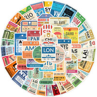 50PCS Retro Airplane Ticket Stubs Waterproof Graffiti Stickers for Helmet Bicycle Hand Account Pencil Case Decals