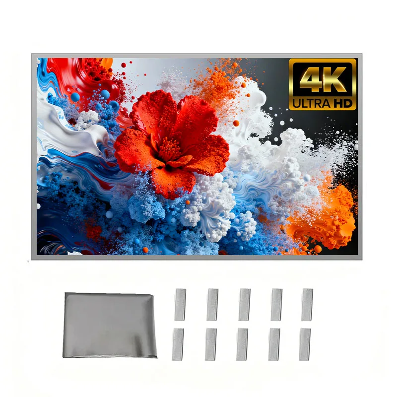 New 16:9 Anti-Light Easy Installation Free Projector Screen Metal Grey Portable ±30° Wide Viewing Angle Home 60-133 Inch