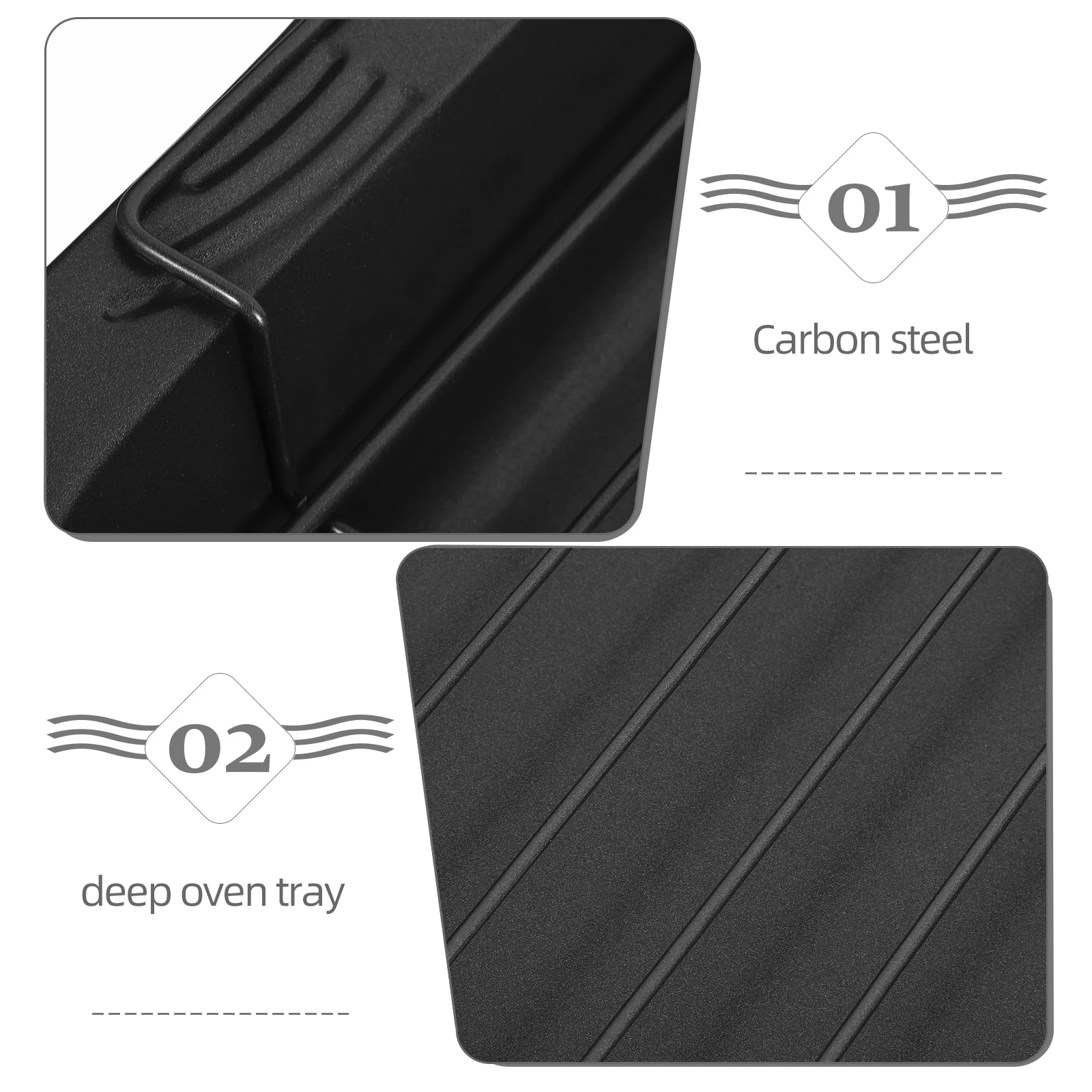 

1Set Nonstick Carbon Steel Baking Pan Rectangle Tray Deep Oven Use for Home Baking Deep Oven Tray