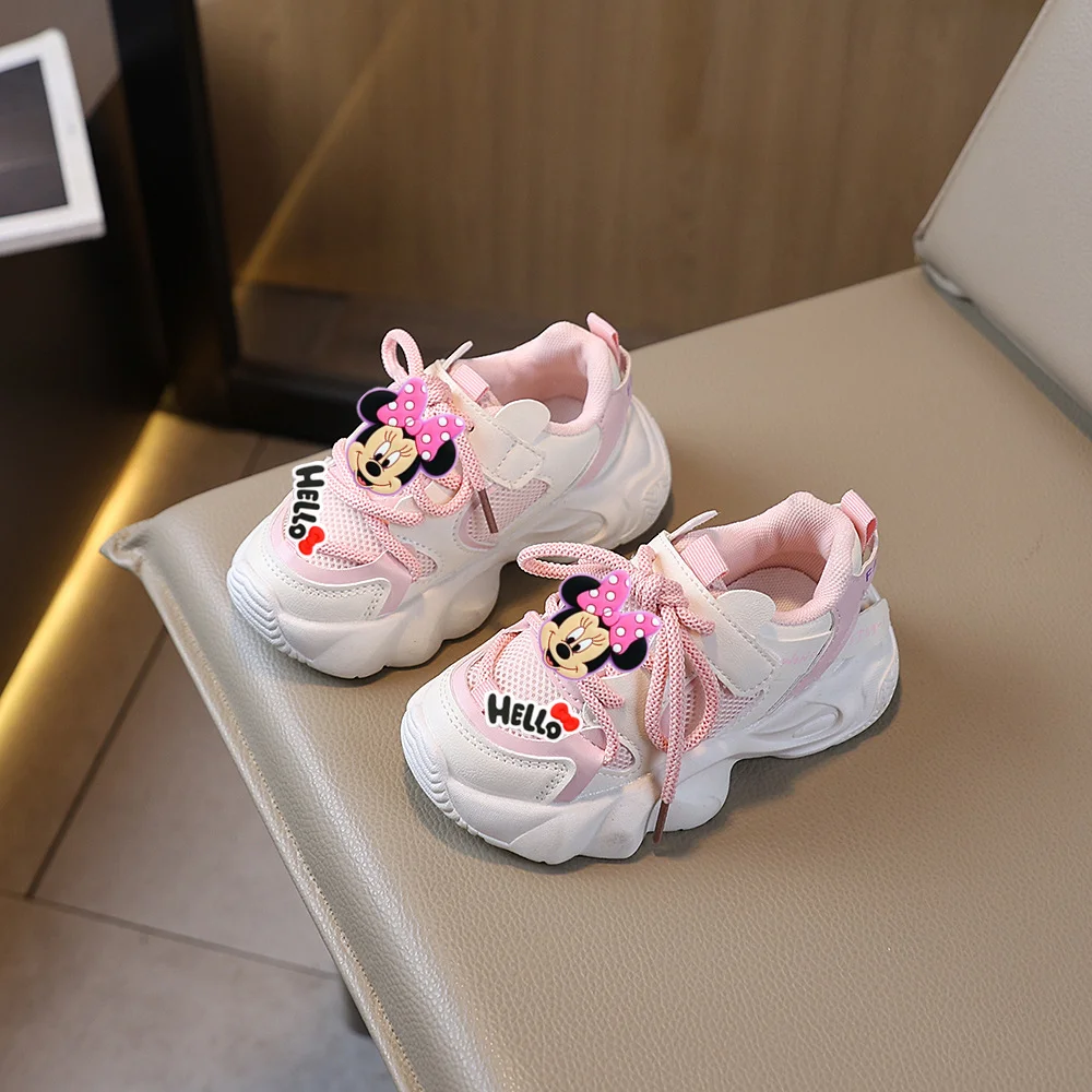 

Детская спортивная обувь Disney с Микки Маусом, весенне-осенние новые кроссовки с дышащей сеткой для мальчиков и девочек, детская повседневная обувь на мягкой подошве