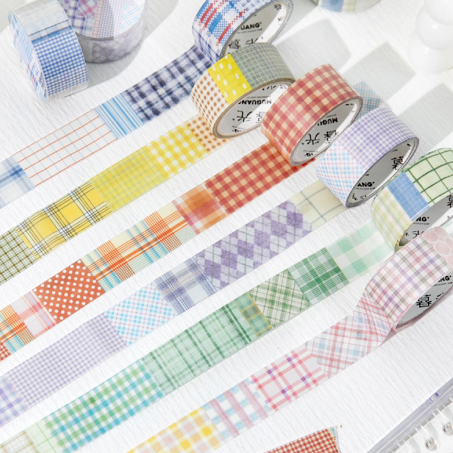 1 Roll Linen Plaid Theme Retro Washi Tape for DIY Journal, Photo Frame Collage Material, Scrapbook, Phone Case Decoration