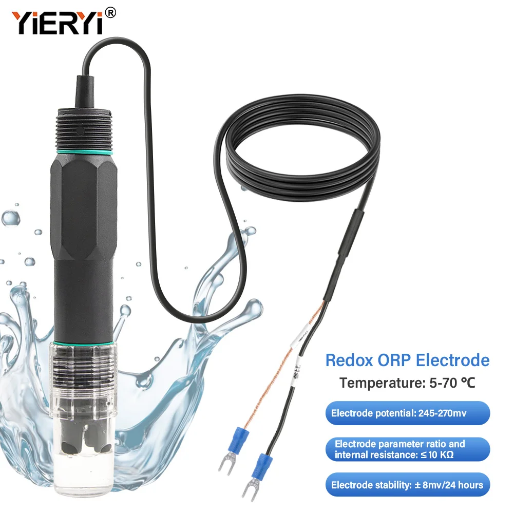 Electrodo ORP Industrial Yieryi, Sensor Redox con Cable de 5 Metros, 5-70 ℃   Monitoreo de Calidad del Agua de Alta Precisión para Aguas Residuales y Acuicultura