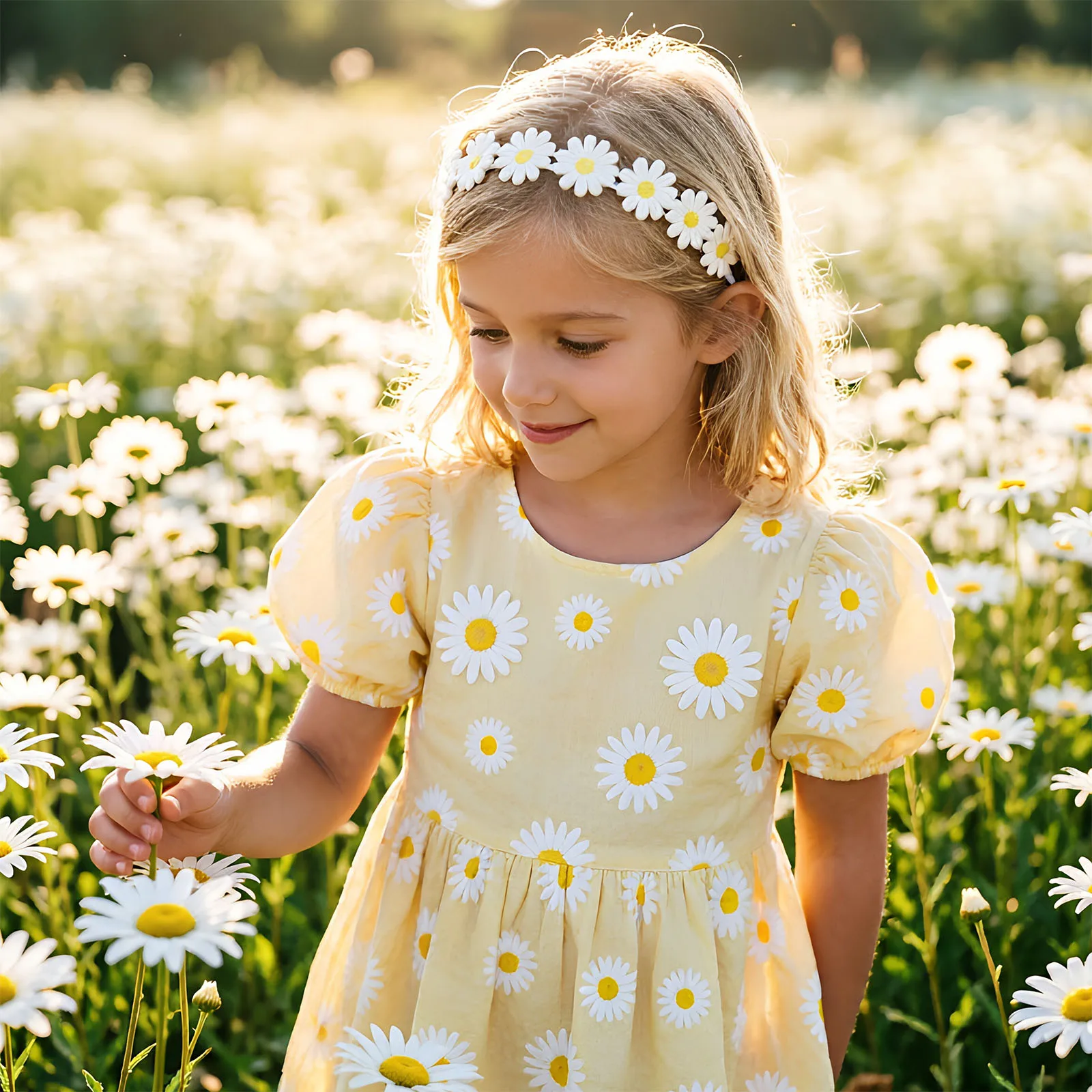 20pcs/lot Daisy Flower Newborn Infant Headband Elastic Sunflower Baby Kids Girls Hair Accessories Photography Props
