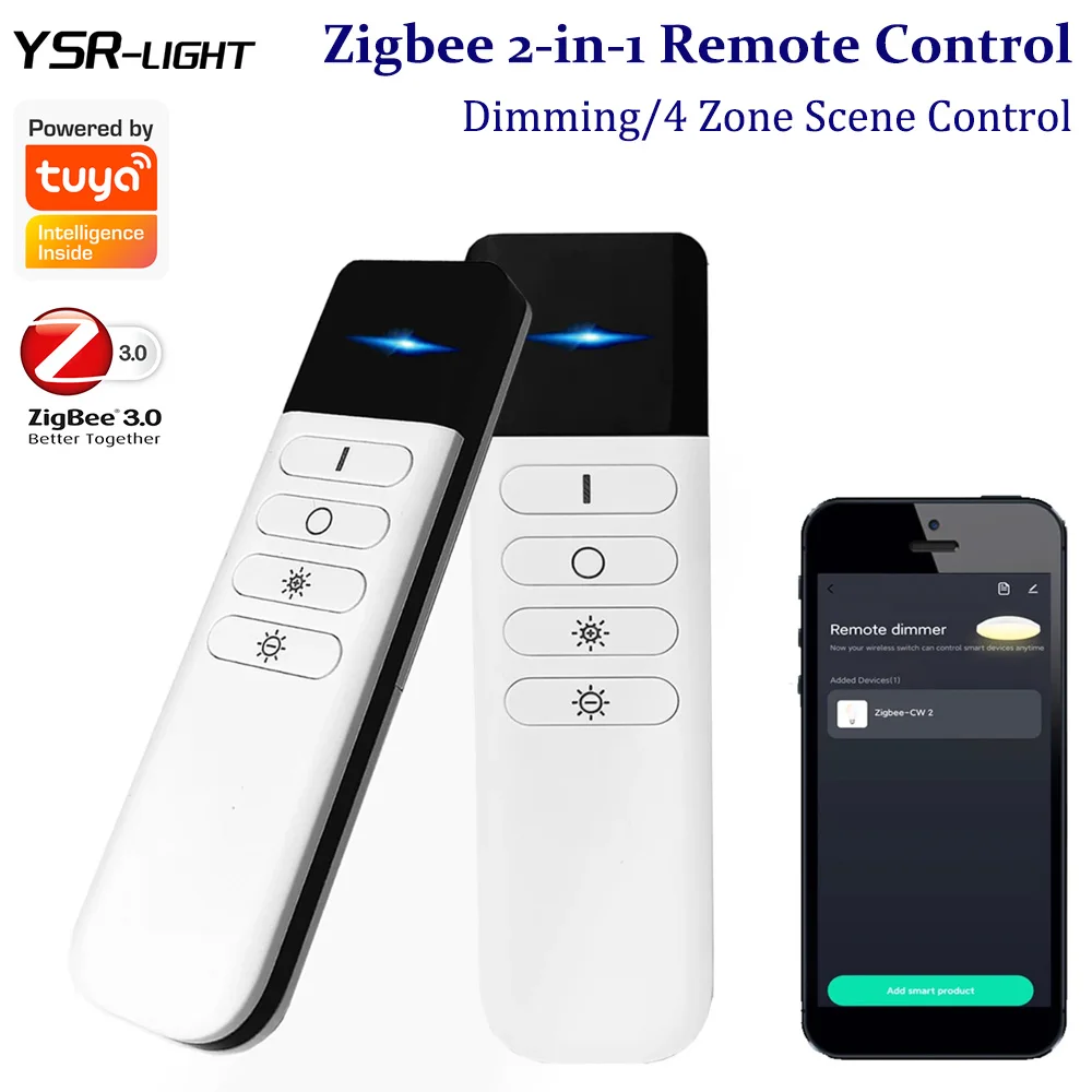 Zigbee Smart Portable 2in1 4-Button LED Dimming Remote Control + 4Key Scene Switch Remote For Tuya Zigbee DW CCT LED Controller