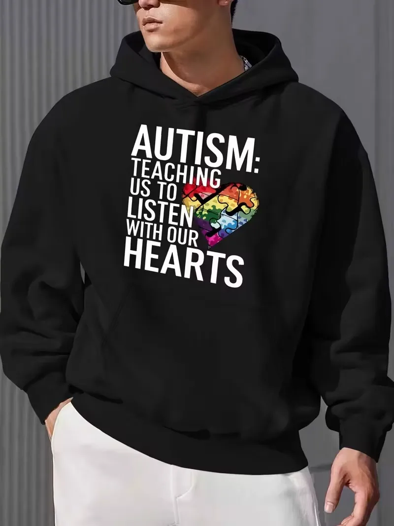 

Men's loose-fitting hooded sweatshirt, black street style pullover, American casual hooded shirt, suitable for Christmas gifts