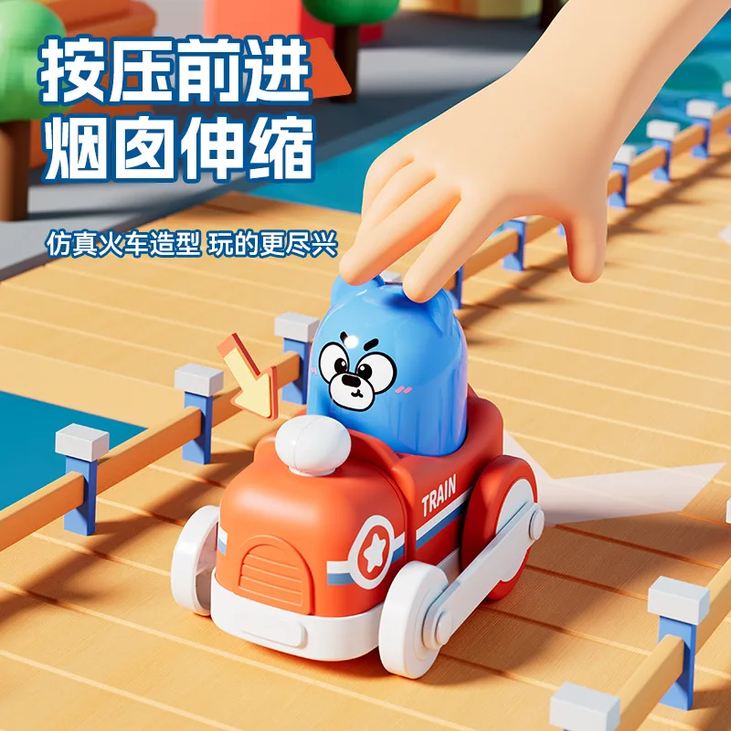 

Press the telescopic train toy children's car boy 1 a 3-year-old baby infant toy pull back
