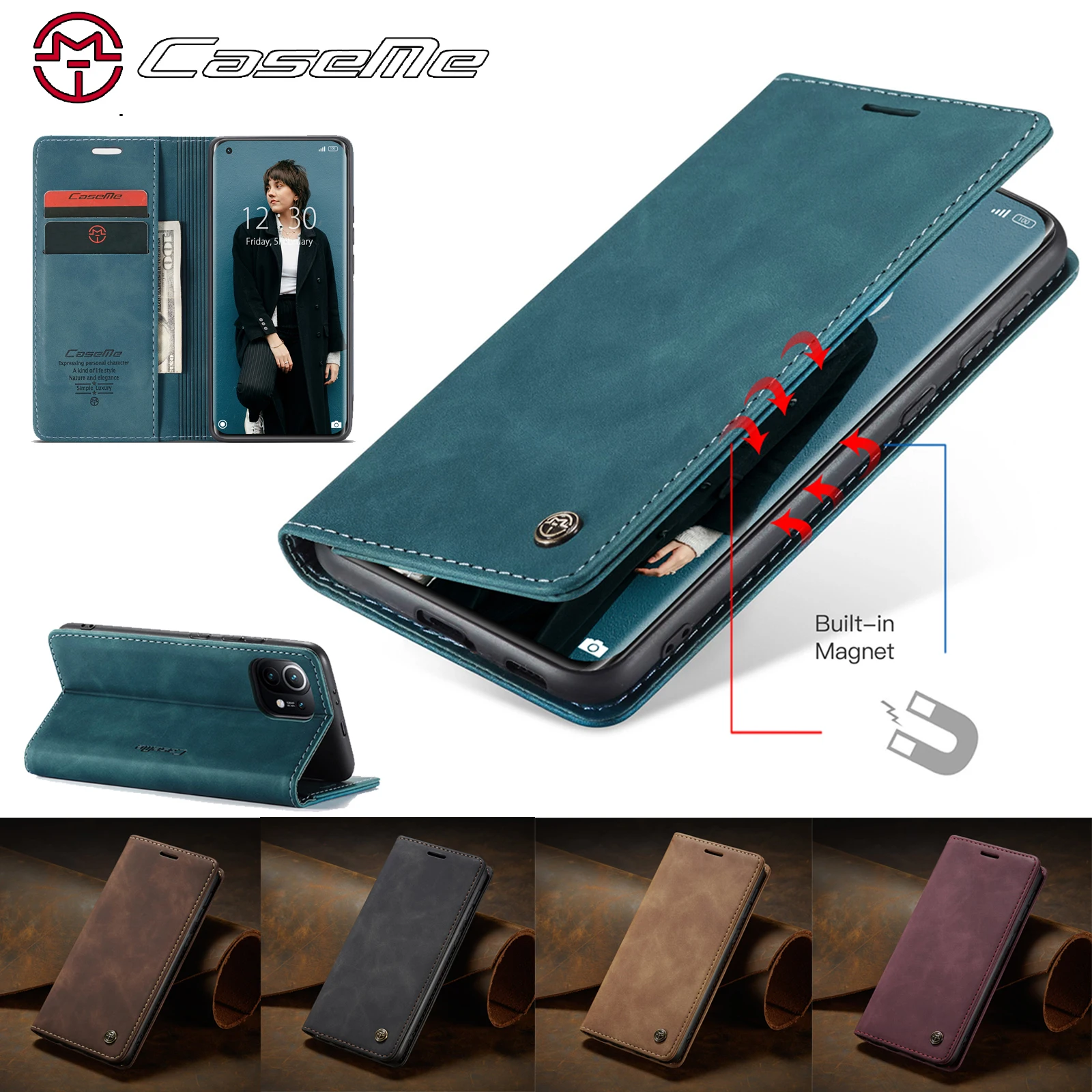 

Magnetic Leather Wallet Phone Case for XiaoMi 12 12X 12T Pro 11 11T 11X 10T Lite 9T Note 10 Poco X4 NFC M4 F3 Cards Cover Hoesje