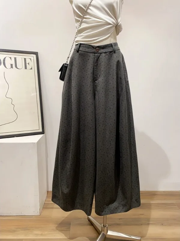 

plus Size High Waist Wide Leg Pants Women's Summer Casual Loose Feel Floral Print Bend Knife Pants Trendy plus Size Clothes