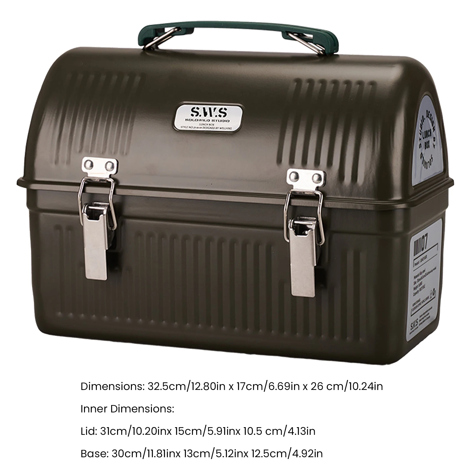 صندوق غداء معدني عتيق مع مقبض ومزلاج صندوق نزهة 9.5 لتر صناديق تخزين متاجر المواد الغذائية المشروبات زجاجة ماء