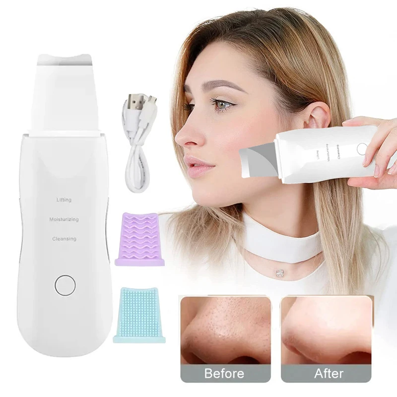 Ultrasonic Skin Scrubber Vibration Face Spatula Blackhead Remover Shovel Clean Cavitation Peeling Facial Lifting Skin Care Tools