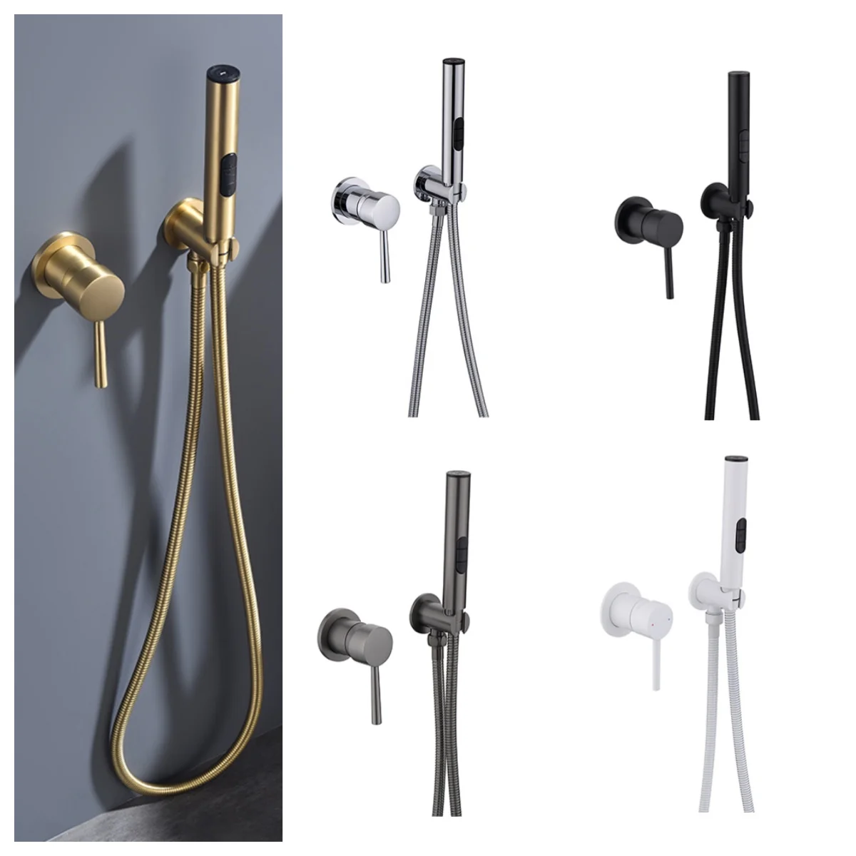 

Brass 3 Functions Round Portable Bidet Faucet Sprayer Faucet Bathroom Hot and Cold Mixer Toilet Gun Set Cleaning Shower