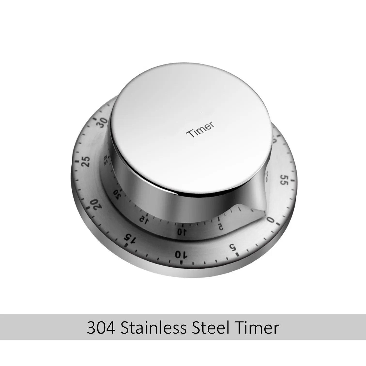 

Pure 304 Stainless Steel Kitchen Timer Textured Magnetic Back Cooking Timing Tool Accurate Stopwatch for Homework and Fitness