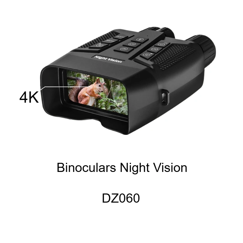 

DZ060 4K UHD бинокль ночного видения 8-кратный цифровой зум, 3-дюймовый HD-экран, инфракрасный порт для охоты, кемпинга, наблюдения, аккумулятор 5000 мАч
