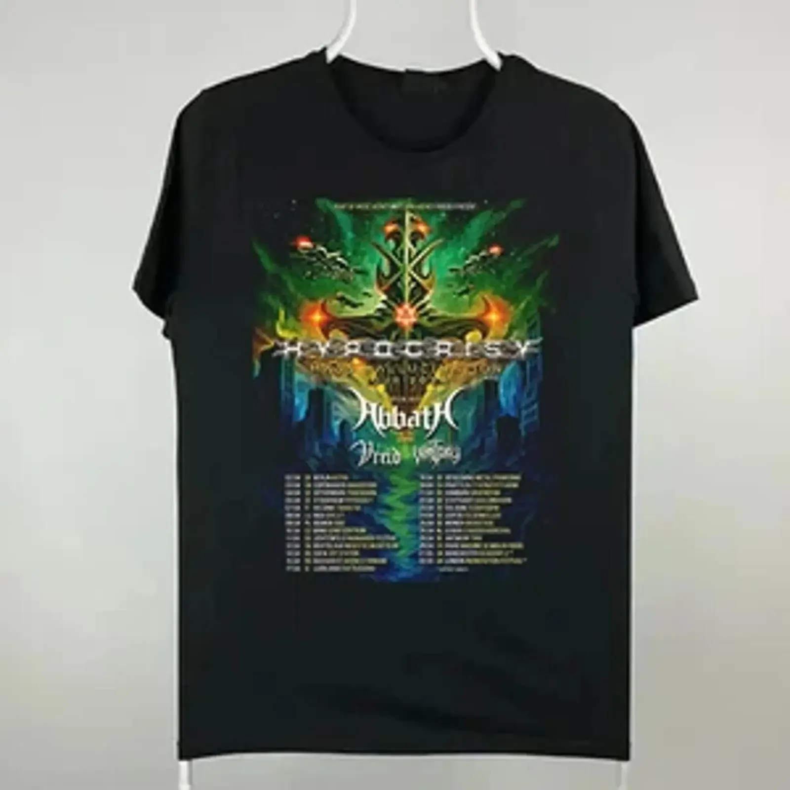 Hypocrisy Mass Hallucination Tour black T shirt sizes S to 5XL vintage Washed designer clothes graphic streetwear Stretched