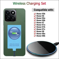 Wireless Charging for Honor X5b X6 X6a X6b X7 X7a X7b X7c X8 X8a X8b Wireless Charger+USB Type-C Receiver Adapter
