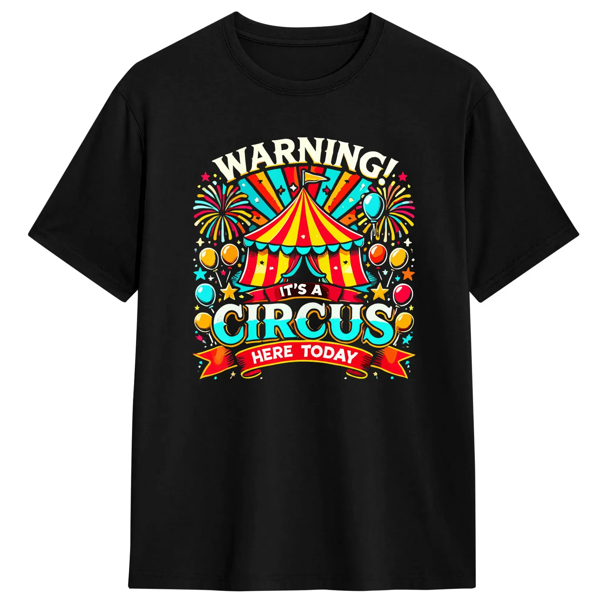 Couple T-Shirt Warning Its A Circus Here  Today Funny Carnival T Shirts Harajuku  Beach Tees Y2K Funny Pure Cotton Tops Gift
