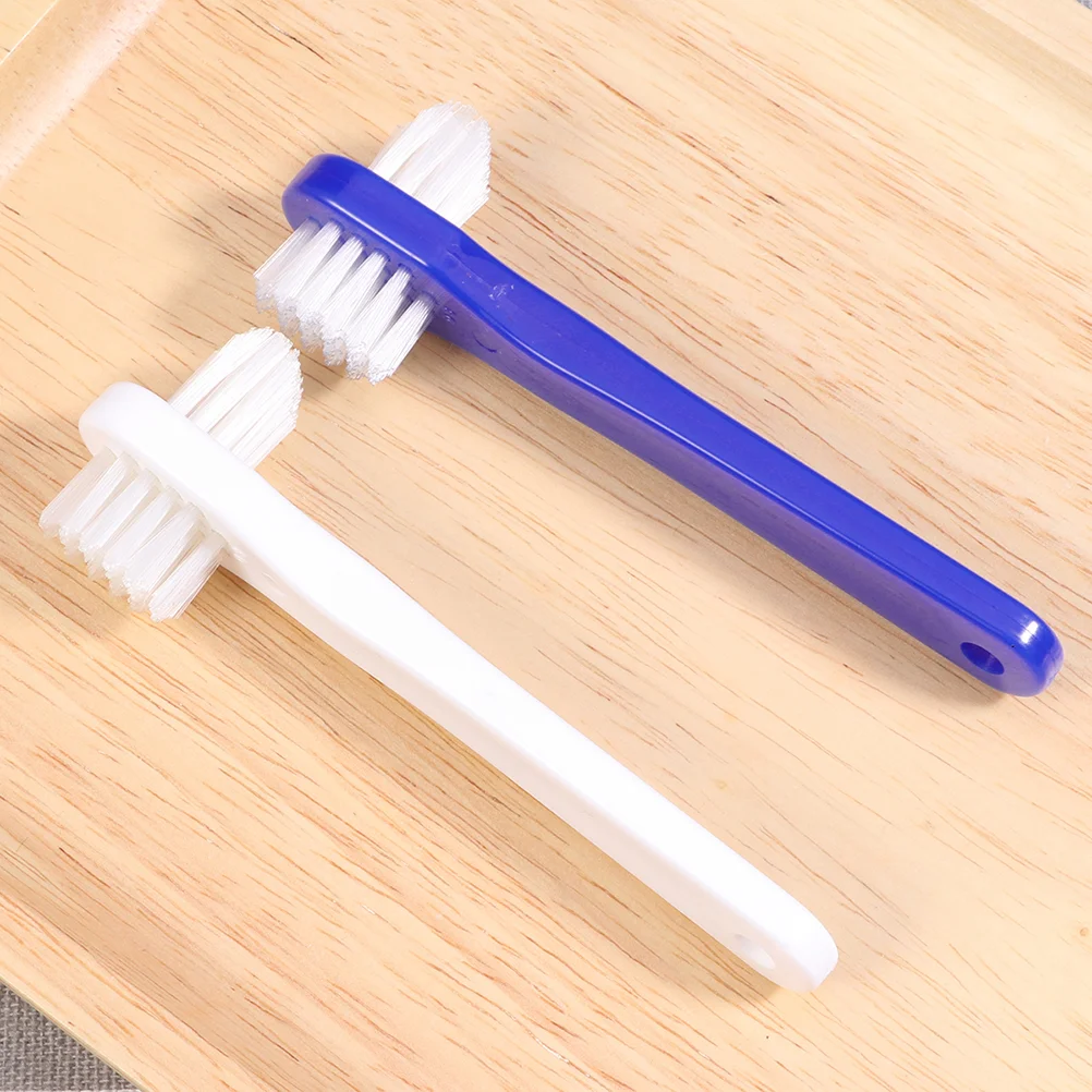 Denture Brush False Teeth Dual Heads Toothbrush Denture Dedicated Toothbrush Cleaning Tool Anti Skid Denture Toothbrush