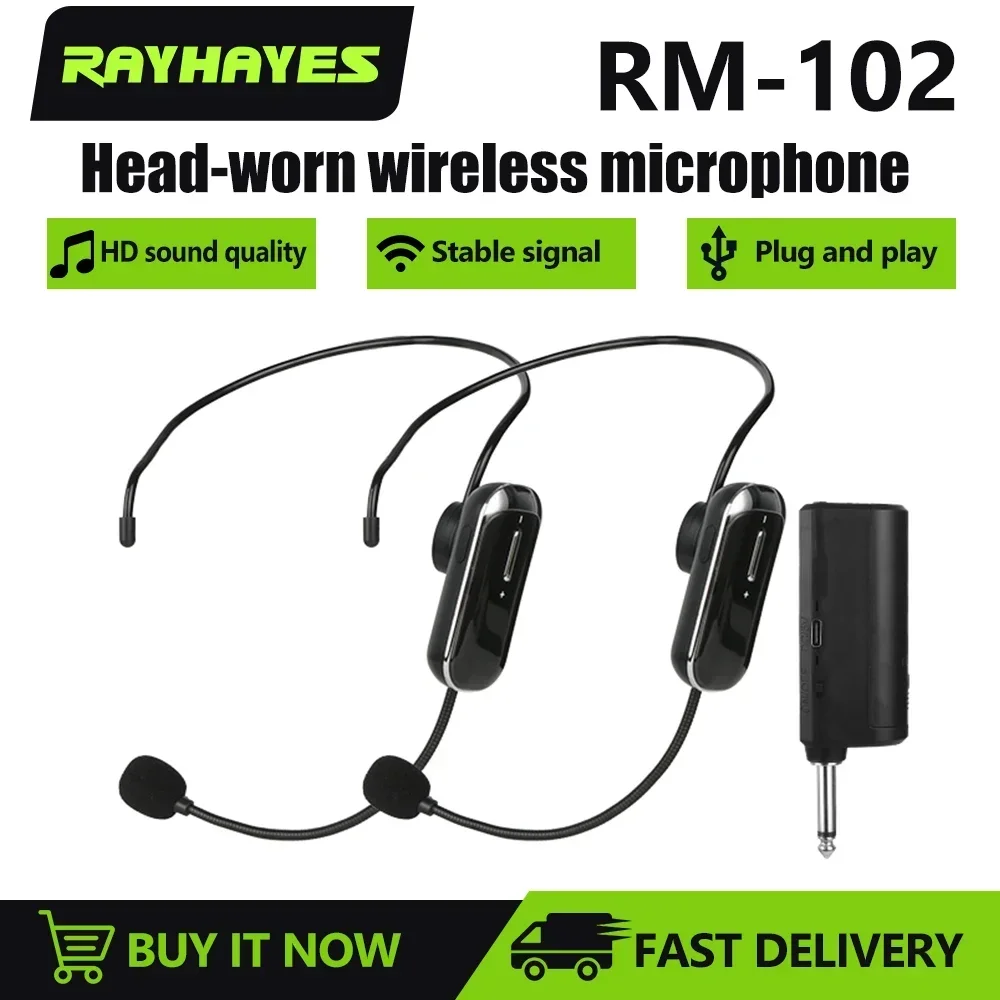 

RAYHAYES RM-102 wireless microphone headset microphone with receiver transmitter suitable for teaching lectures tour guides