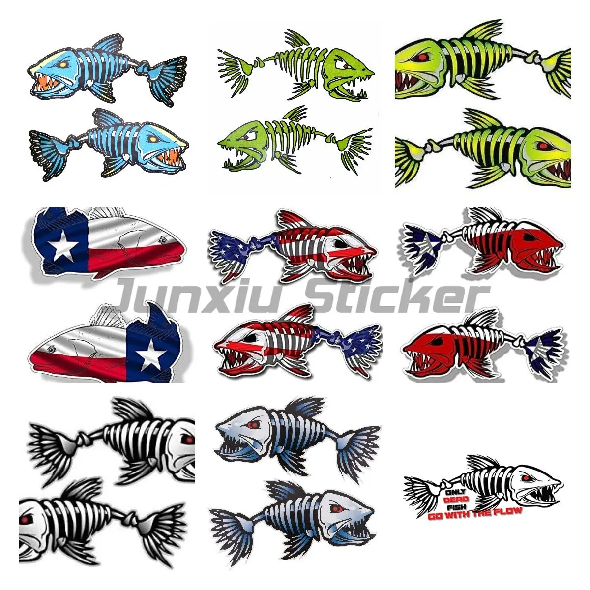 

2X Skeleton Fish Bone Fish Stickers Kayak Decals Fishbone Stickers for Kayak Canoe Fishing Boat Wall Kayak Accessories