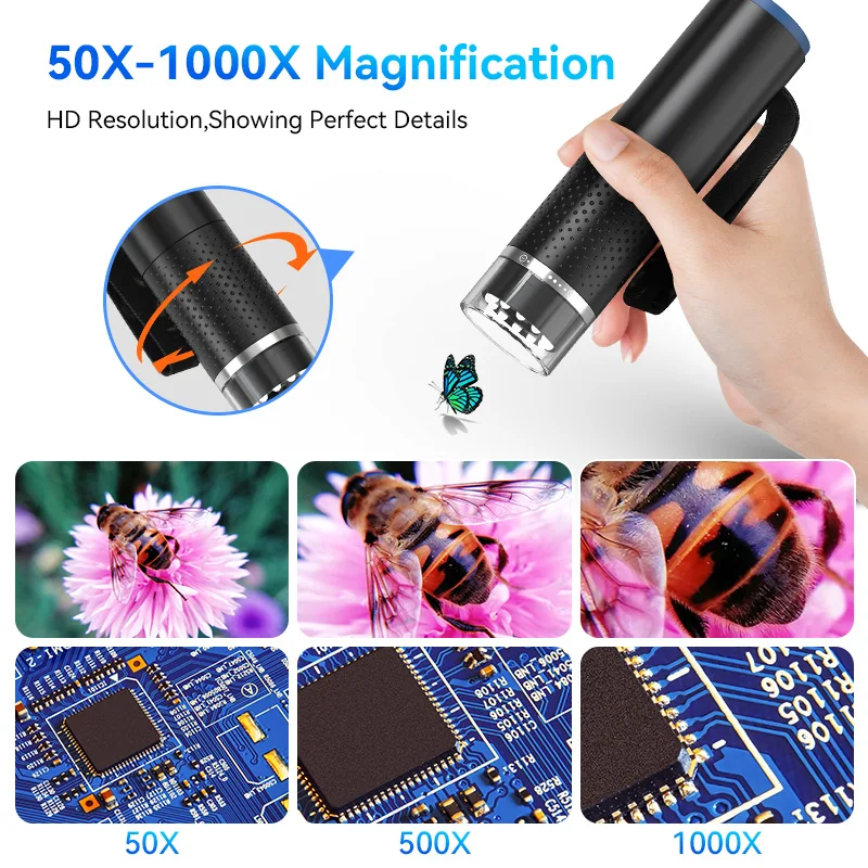 Wireless Digital Microscope Camera 2MP Magnifier 1000X USB Electronic WiFi Microscopes For Repair Skin Inspection Android IOS PC