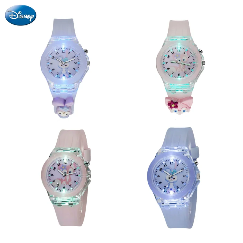 New Disney LinaBell StellaLou Anime Cartoon Cute Girl Luminous Electronic Watch Creative Kawaii Waterproof Children's Watch Gift