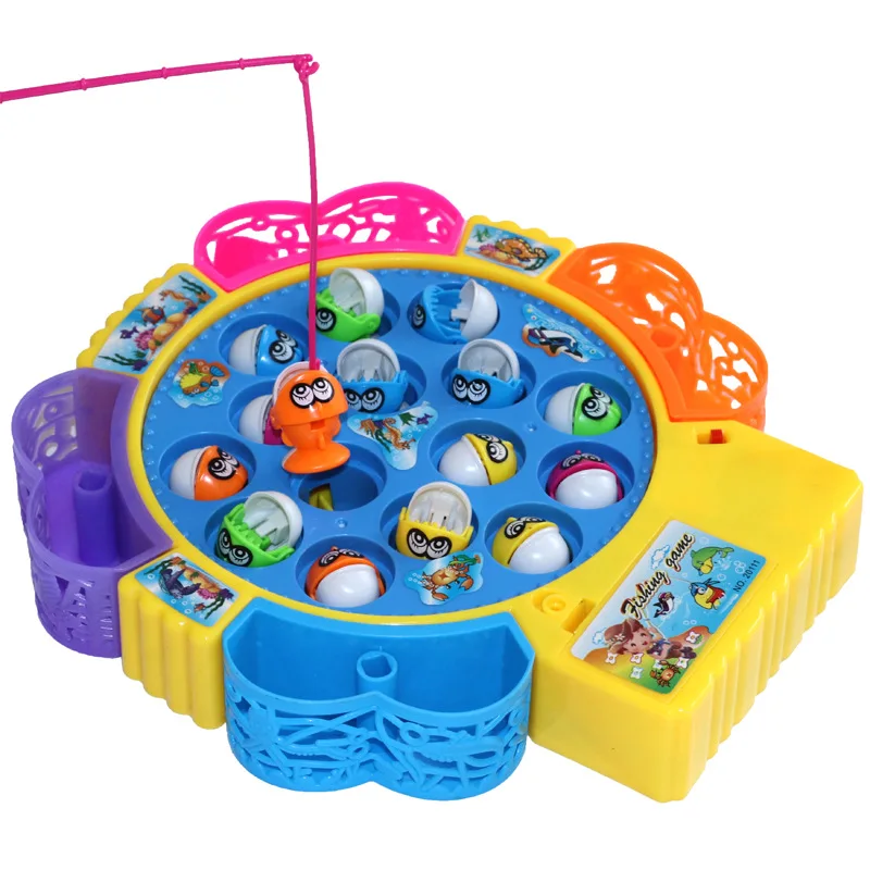 Rotating Fishing Play Game Musical Fish Plate Set Outdoor Sports Educational Toys for Children Gifts Kids Fishing Board