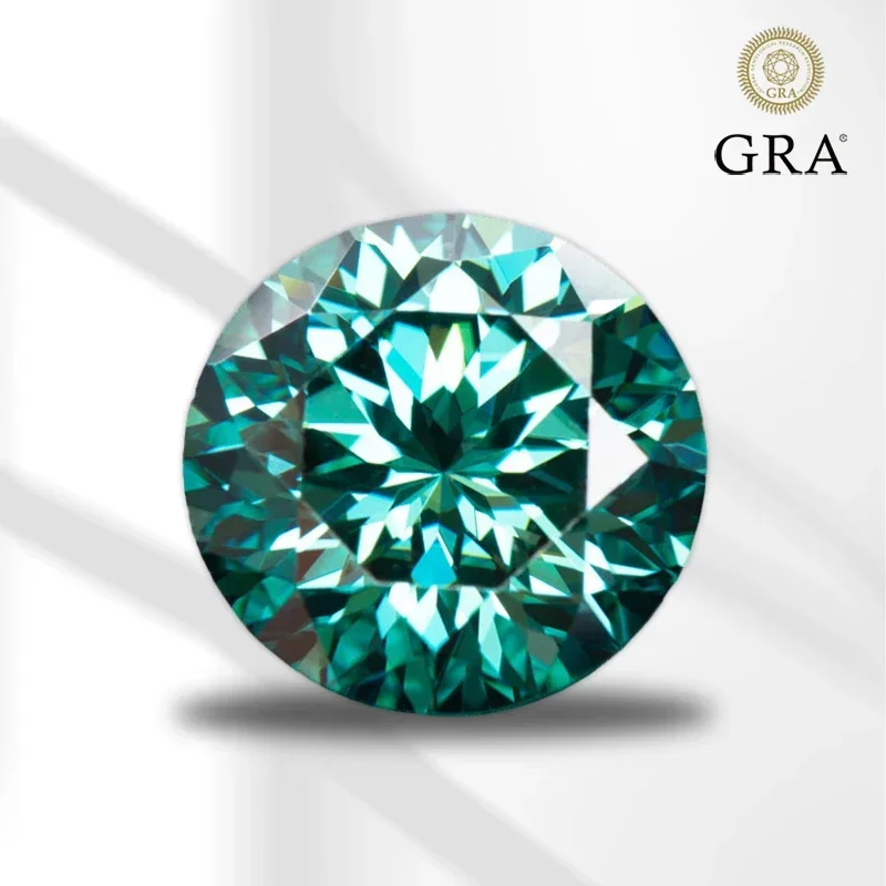 

Moissanite Stone Plum Blossom Cutting Round Shape Emerald Green Natural Colour with GRA Certificate Top Jewelry Making Material