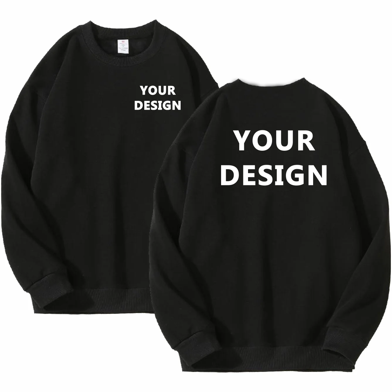 Moletom unissex com capuz e gola redonda, forro de lã, cor sólida, ajuste solto, logotipo da empresa personalizado, pulôver casual para outono